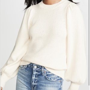 Cream 100% cotton puff sleeve sweater - NWT!